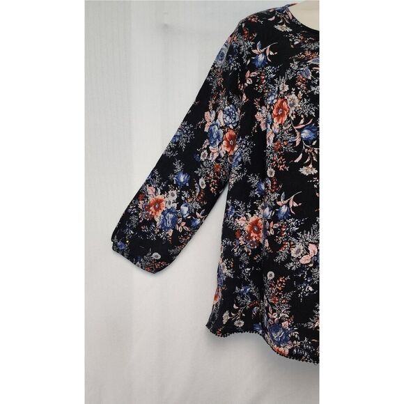 American Eagle Outfitters 3/4 Balloon Sleeve Keyhole Neck Floral S/P - Picture 6 of 8